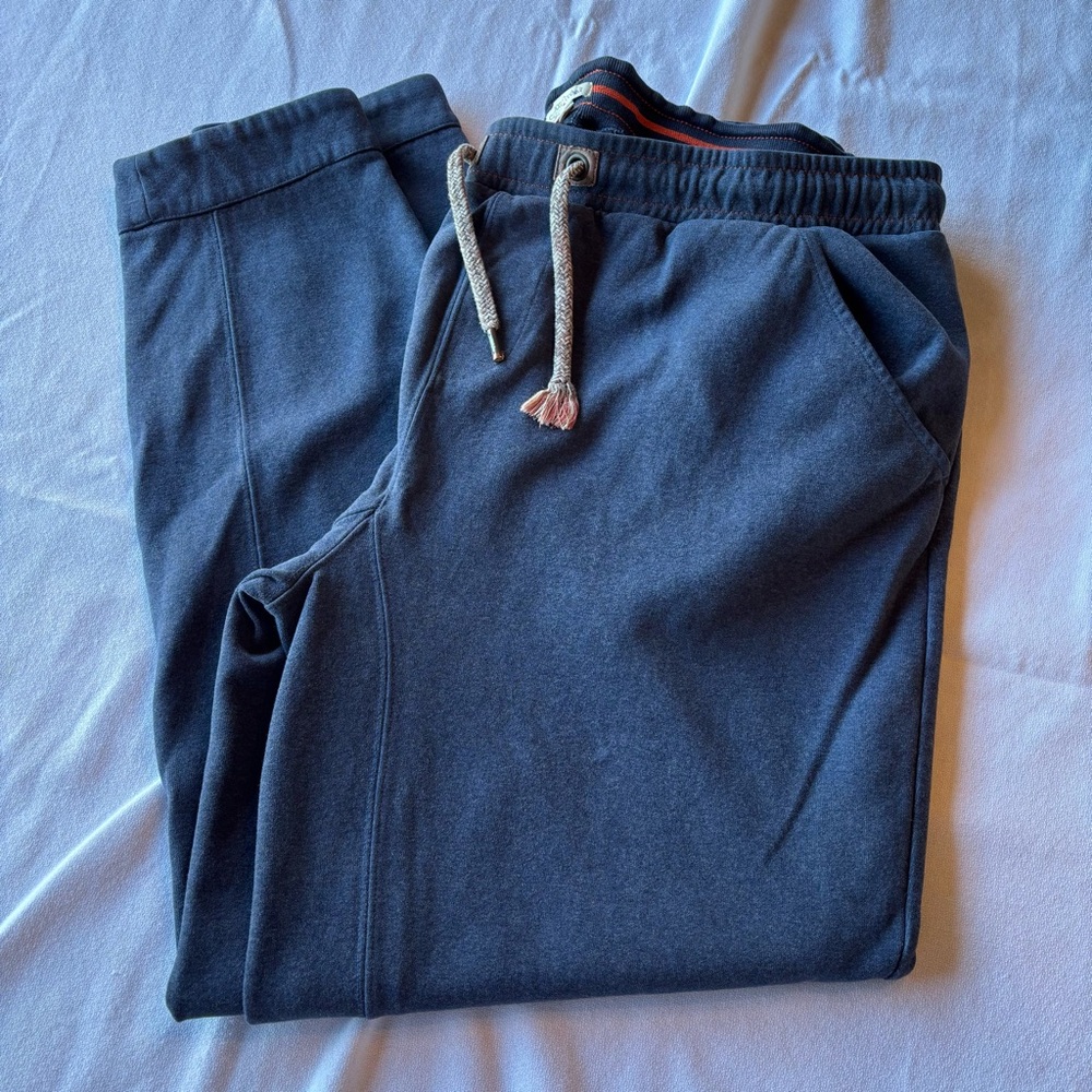 Men's Navy Sweatpants with Orange-Trim Back Pocket - Picture 2 of 4